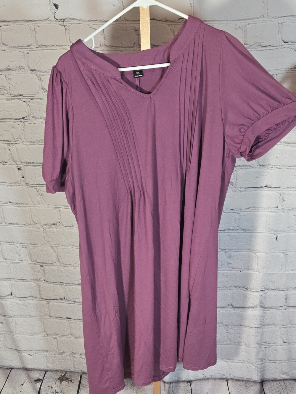 Purple Tunic Dress - Pleated Front